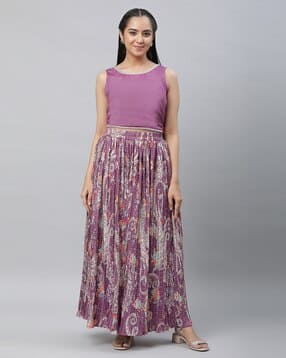aurelia Women Printed Skirt with Top & Jacket-picture-42