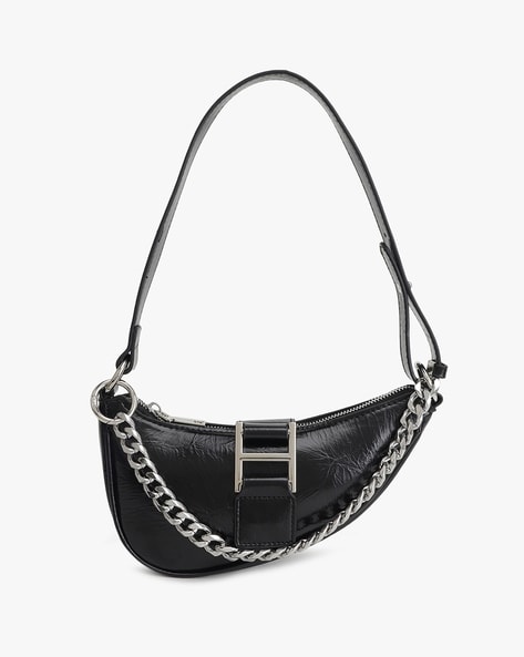 kazo black women shoulder bag with chain strap