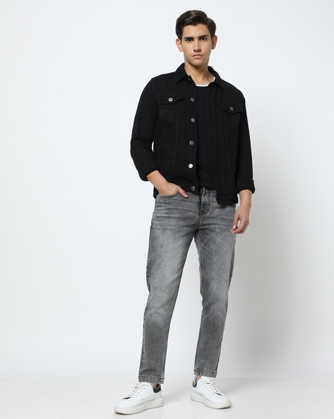 Men Heavily Washed Carrot Fit Jeans