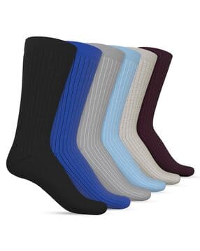 talkingsox Men Pack of 6 Striped Mid-Calf-Length Socks-picture-27