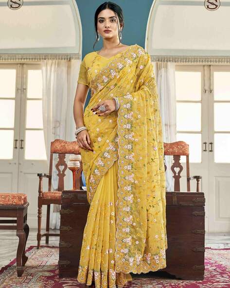 Buy Yellow Sarees for Women by TIKHI IMLI Online