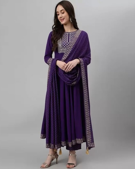 Party wear look designer wear collection purple – Ethnicgarment