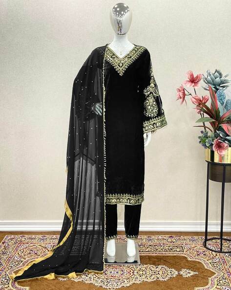 Buy Black Kurta Suit Sets for Women by Fanla Online