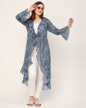 Women Zebra Print Shrug with Bell Sleeves