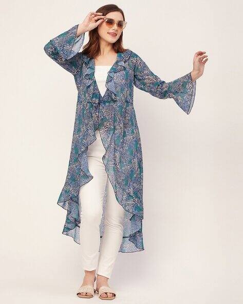 bell sleeve shrug Women Zebra Print Shrug with Bell Sleeves