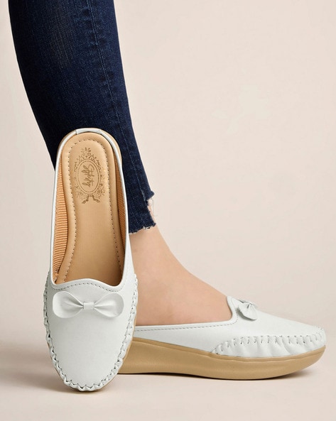 Stylestry Women Cream Embellished Open Toe Flats