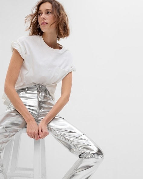 High Rise Metallic Vintage Slim Jeans