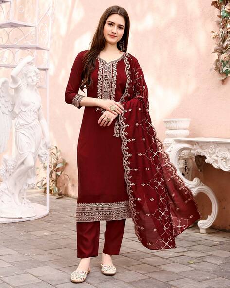 Buy Maroon Kurta Suit Sets for Women by BERRYLICIOUS Online Ajio