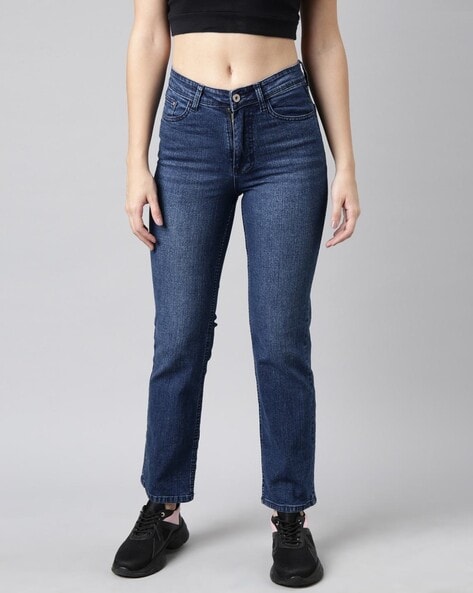 Buy online Women's Plain Straight Fit Jeans from Jeans & jeggings for Women  by Showoff for ₹1689 at 60% off