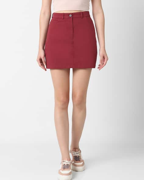 Women Straight Skirt with Curve-Pockets
