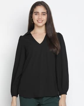 oxolloxo Women Relaxed Fit V-Neck Top-picture-29