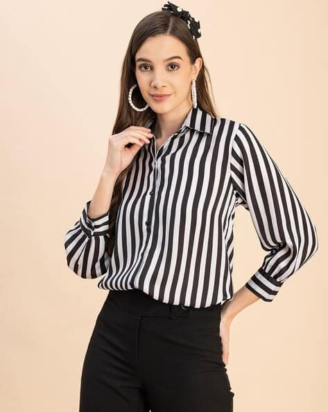 Striped Oxford Shirt Black And White Striped Tee Women's ASOS