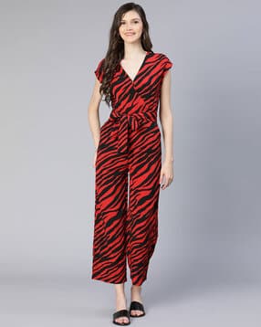 oxolloxo Women Leheriya Print V-Neck Jumpsuit-picture-32