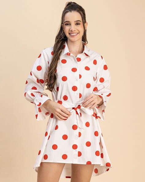 naughty ladies dress Women Polka Dot Shirt Dresses For Women BEING Women Polka Dots Printed Shirt (XXL) new-image-2026-08-11
