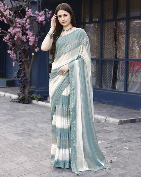 Buy Grey Sarees for Women by SATRANI Online