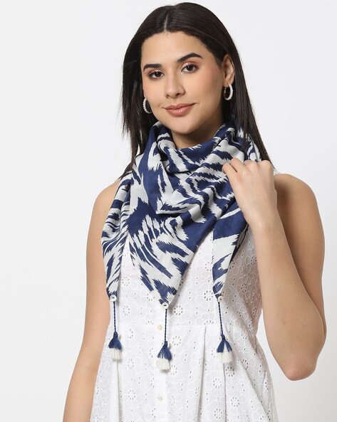 Printed Scarf with Tassel Details Price in India