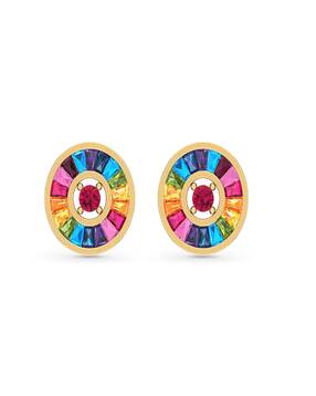 dishis Women Yellow Gold Gemstones Stud Earrings-picture-32