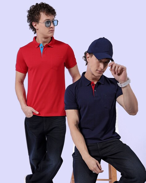 Men Pack of 2 Regular Fit Polo T-Shirt