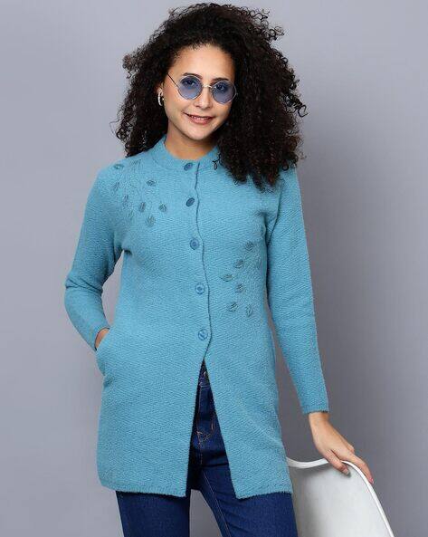 Buy Blue Sweaters Cardigans for Women by Broowl Online
