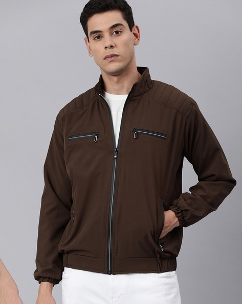 Men Zip-Front Slim Fit Bomber Jacket