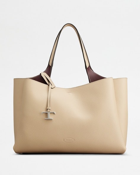 T Timeless Medium Leather Tote Bag