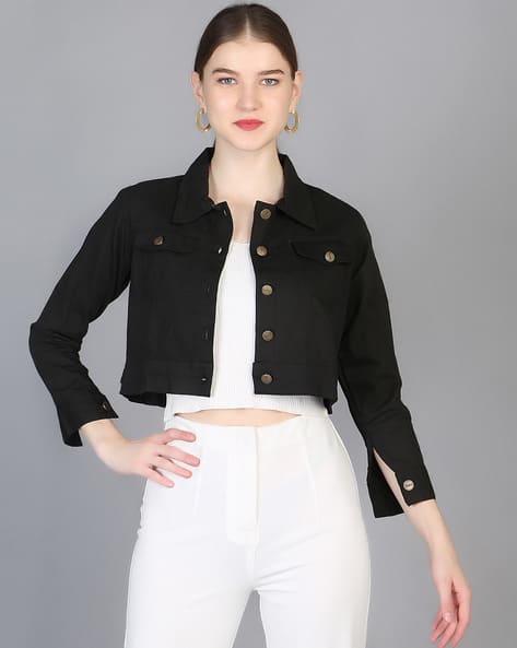 Women Regular Fit Crop Denim Jacket