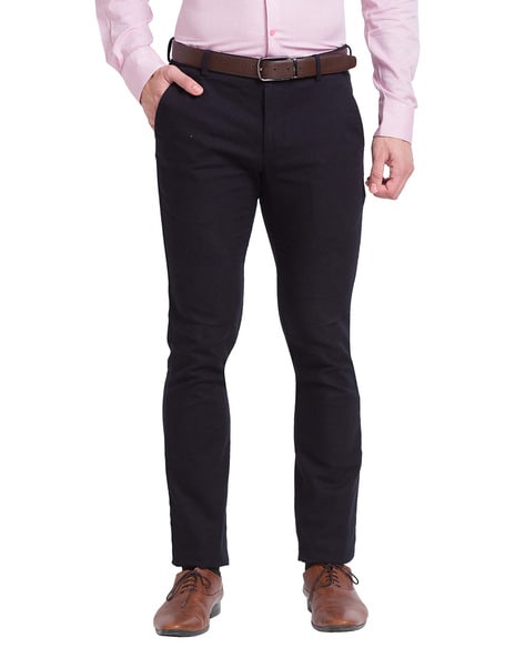 Buy WES Formals Solid Dark Grey Ultra Slim Fit Trousers from Westside