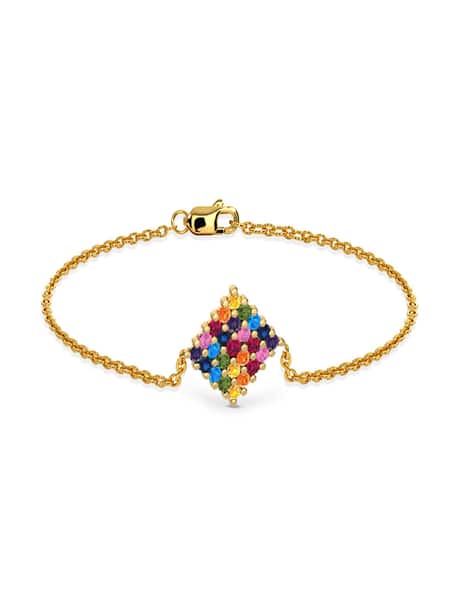 Dishis Women Yellow Gold Gemstones Bracelet