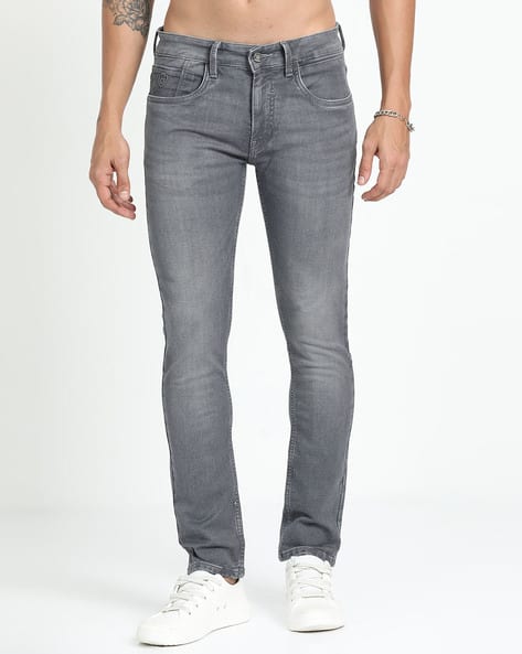 Men Straight Fit Jeans with 5-Pocket Styling