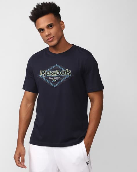 Men Logo Print Regular Fit Round-Neck T-Shirt