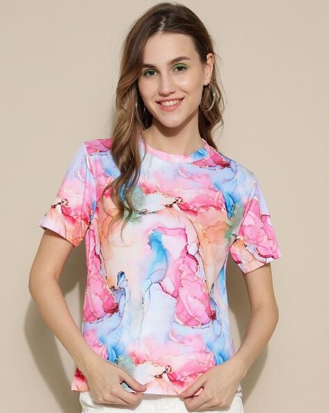 Women Printed Regular Fit Round-Neck T-Shirt