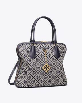 トートバッグ Tory Burch Monogram Bucket In Printed Cotton Monogram Blue T Monogram Bucket Bag: Women's Designer Crossbody Bags
