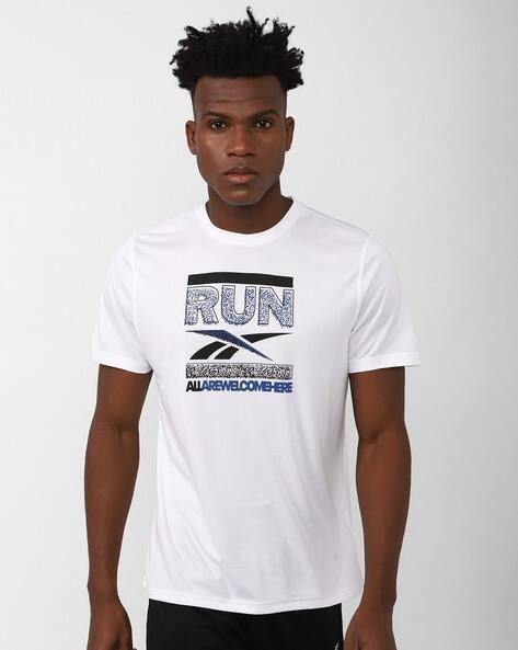 Reebok Men Typographic Print Slim Fit Round-Neck T-Shirt