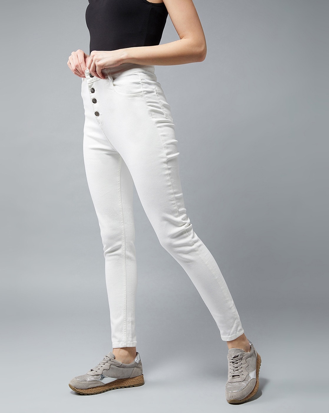 Buy White Skinny Fit Denim Deluxe Stretch Jeans Online at Muftijeans