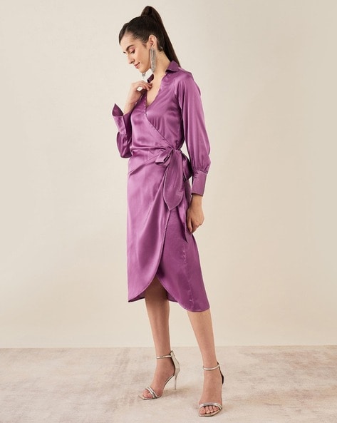 Simple A-Line V Neck Lavender Satin Short Homecoming Dresses MD090508 –  Dressmeet