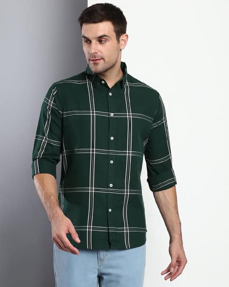 Buy Bottle Green Shirts for Men by DENNISLINGO PREMIUM ATTIRE