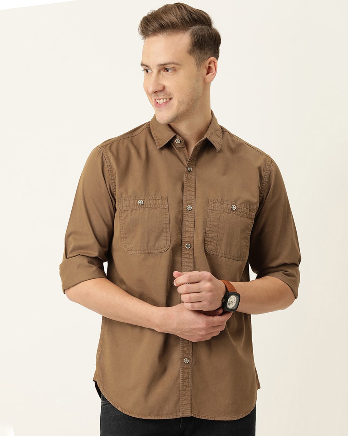 Buy Brown Shirts for Men by iVOC Online | Ajio.com