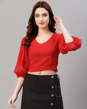 neudis V-Neck Blouson Crop Top-picture-49