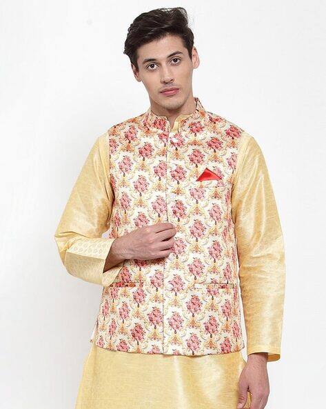 NEUDIS Floral Print Sleeveless Nehru jacket