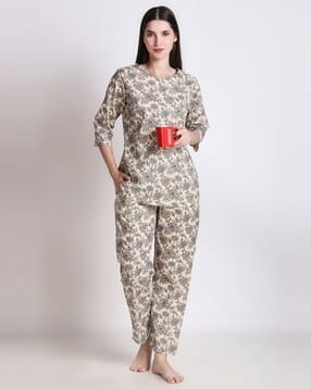 ichaa Women Floral Print Top & Pyjamas Set-picture-21