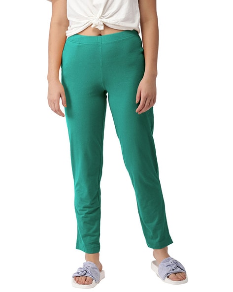 Buy Go Colors Peacock Green Leggings (XL) Online