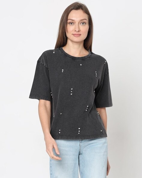 Vero Moda Women Embellished Round-Neck T-Shirt