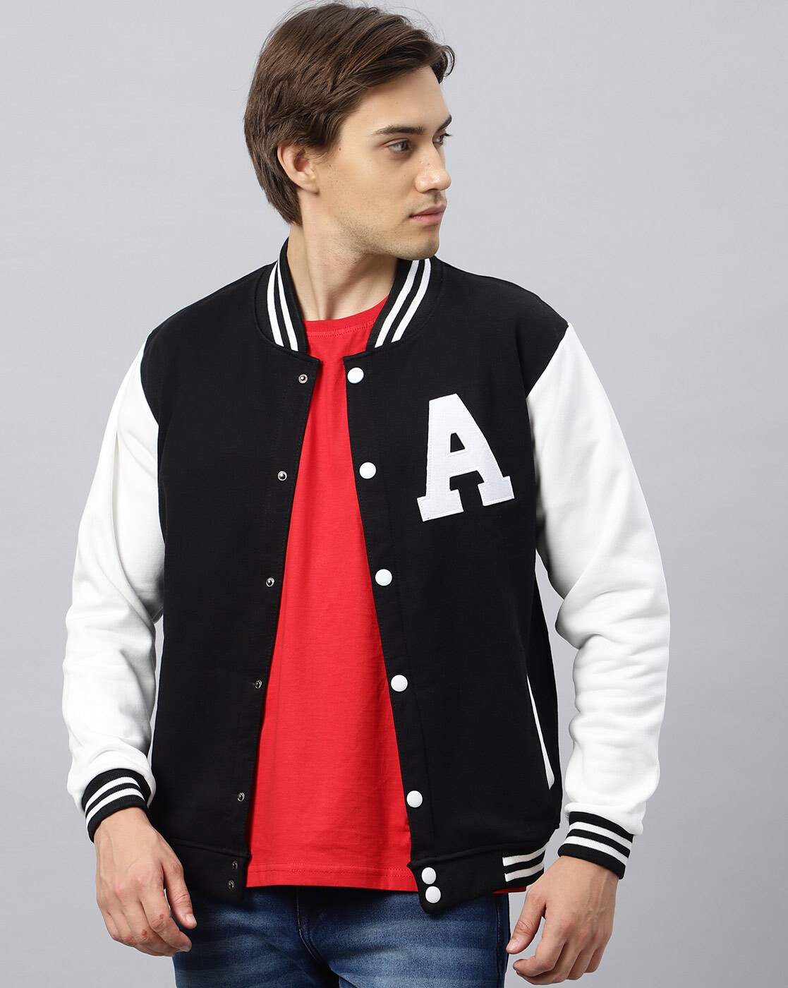 Black and outlet red baseball jacket