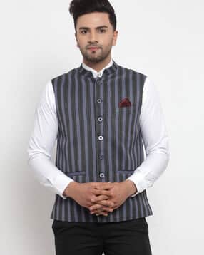 neudis Stripes Nehru jacket with Insert Pockets-picture-13