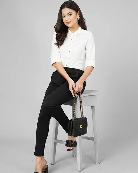 Buy Black Trousers & Pants for Women by FITHUB Online