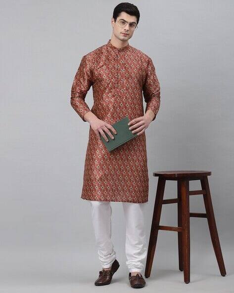 NEUDIS  Printed Long Kurta with Mandarin Collar