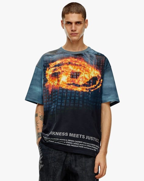 Buy DIESEL T-Boxt-P2 T-Shirt | Blue Color Men | AJIO LUXE