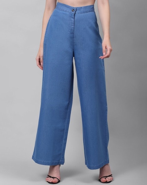 Buy Devil Casual Flared Denim Palazzo Pants for Women (Light Blue & Dark  Blue,28)-(Pack of 02) at Amazon.in