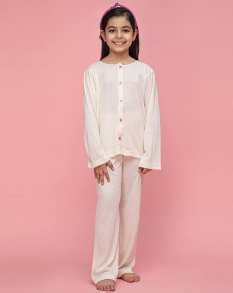 Buy White Nightsuit Sets for Girls by NEUDIS Online