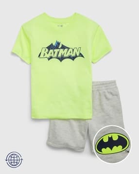Batman Print T-Shirt & Shorts Set-image-33